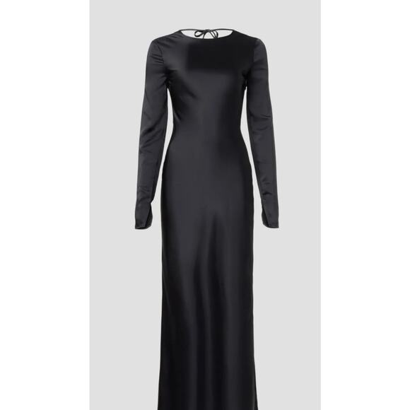 We Wore What Maxi Dress Womens M Black Long Sleeve Open Back Cowl Formal - Picture 2 of 16